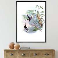 DesignArt 'Античка колибри на гранка' Традиционална врамена платно wallидна уметност печатење