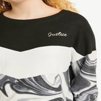 Justice Girls Colorblock Hacci Sweatshirt, големини 5- & плус