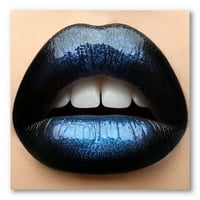 Девојки усни со црно -сино и црно кармин за сликање на платно уметничко печатење