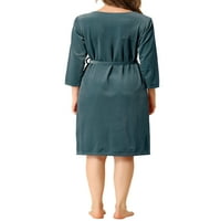 Единствени поволни цени женски пижама појас вратоврска со долг ракав ноќен салон миди сон фустан