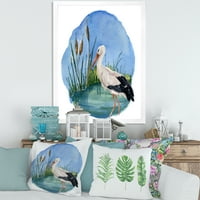 DesignArt 'Бело штрк на мочуриштето сино' Традиционално врамен уметнички принт