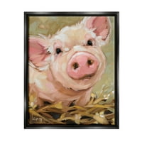 Среќна свинска фарма животински портрет животни и инсекти сликање авион црна врамена уметничка печатена wallидна уметност