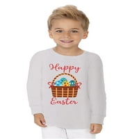 Среќна Велигденска Кошница Графичка Кошула Со Долги Ракави-Среќна Велигденска Кошула За Деца-Подароци За Празнична Кошула