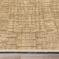 Добро ткаени апстрактни ноќен пејзаж модерен геометриски рамен ткаенина беж 9'10 13 'килим
