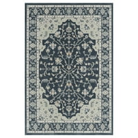 Дома Имара Кејт Морнарица светло сива традиционална цветна полиестерска област килим, 7'9 10'9