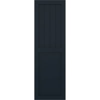Ekena Millwork 18 W 78 H TRUE FIT PVC Farmhouse Flat Panel комбинација фиксни ролетни за монтирање, без starвездени ноќни сини