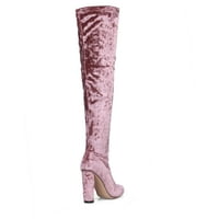 Фаренхајт над коленото чизми со високи потпетици во розова боја