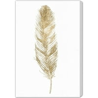 Wynwood Studio Fashion and Glam Wall Art Canvas Prints 'Feather' пердуви - злато, бело