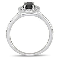 Миабела 1- Карат Т.В. Црн и бел дијамант 10kt бело злато гроздобер прстен за ангажман на ореол