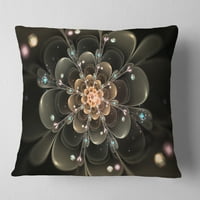 DesignArt Совршен сјаен фрактален цвет во темно кафеава - цветно фрлање перница - 16x16
