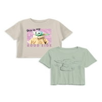Girsвездени војни девојки кратки ракави графички маици, 2-пакувања, големини 4- & плус