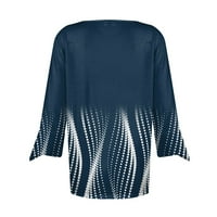 Ројалов Ракав Кошули За Жени Шема Печатење Графички Маици Блузи Обични Плус Големина Основни Врвови Пуловер