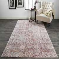 Матана боемски простор обоен украсен акцент килим, розова сива боја, 4ft 5ft - 9in