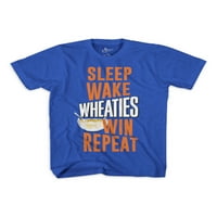 Wheaties Sleep Wake Wake Повторете го логото за момчиња со кратки ракави, графичка маица, 2-пакет, големини 4-18