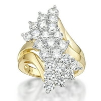 Jayеј срце дизајнира стерлинг сребро со 14к жолто злато позлата симулиран коктел прстен со бел дијамант