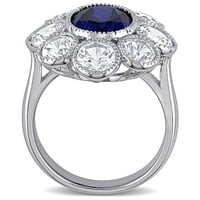 Miaените на Миабела 8- КТ создадоа сино сафир создаден бел сафир 10kt бело злато цветен прстен