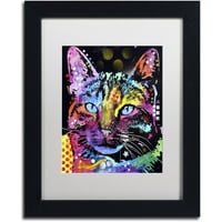 Трговска марка ликовна уметност Размислена мачка платно уметност од Дин Русо, бел мат, црна рамка