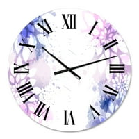 УМЕТНИЧКИ Дизајнарт Виолетова И Розова Апстракт Со Шарени Прскања II Модерен ѕиден часовник Во. Широко Внатре. Високо