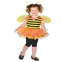 Мали Девојки Жолта Сјај Бумбари Пчела Ноќта На Вештерките Костим Фустан Со Крилја 2Т
